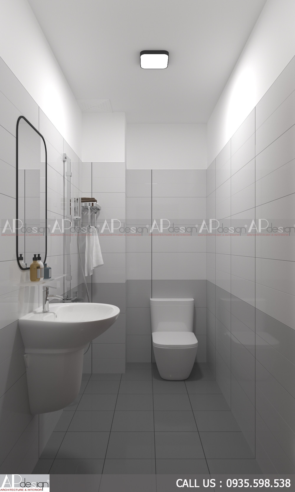 Nội thất phòng tắm khách sạn mini, sạch sẽ và tiện lợi, tối ưu diện tích