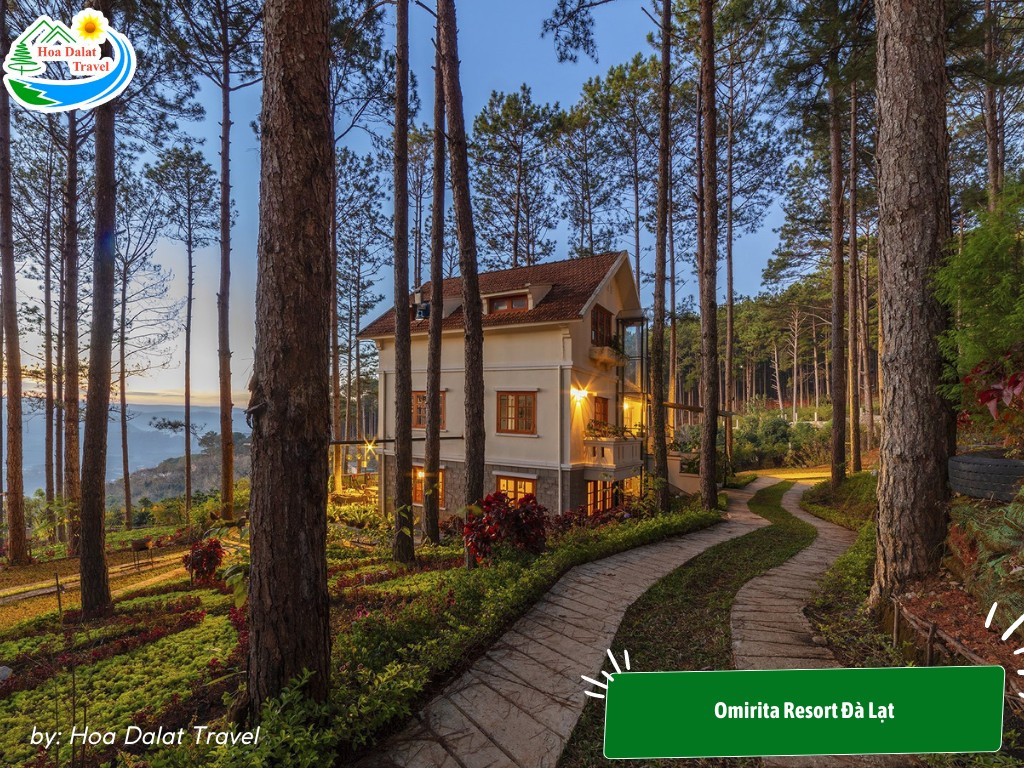 Omirita Resort Đà Lạt nằm giữa rừng thông yên bình, với thiết kế biệt thự kiểu Pháp