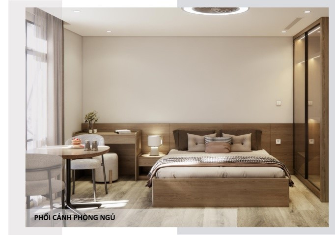 Phòng Deluxe 1 giường đôi tiện nghi tại 22Land Legend Residence, khách sạn gần bến xe Mỹ Đình