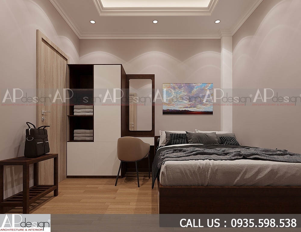 Phòng ngủ khách sạn mini 1 giường, bố trí gọn gàng, tinh tế