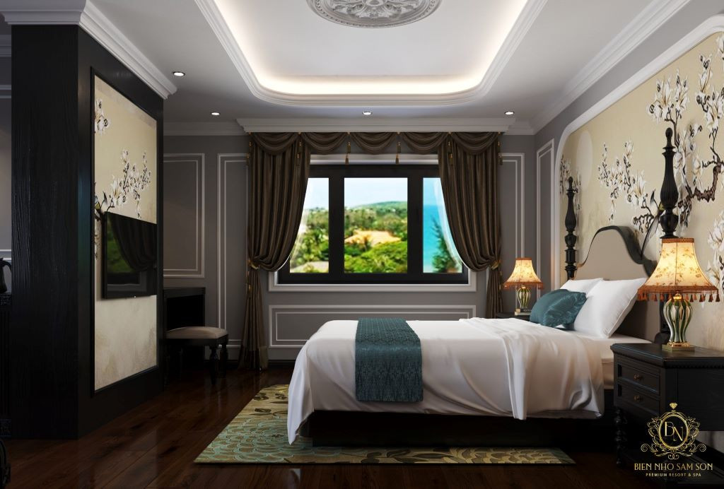 Phòng Premier Hướng Núi tại Khách sạn Biển Nhớ Sầm Sơn với không gian hiện đại và đầy đủ tiện nghi