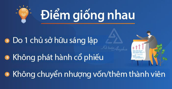 Điểm giống nhau của doanh nghiệp tư nhân và công ty TNHH một thành viên
