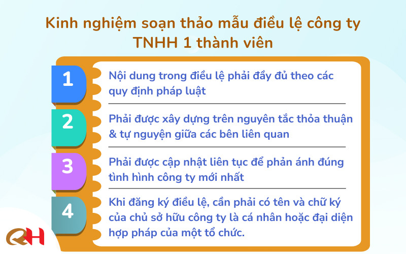 kinh nghiệm soạn mẫu điều lệ công ty tnhh 1 thành viên