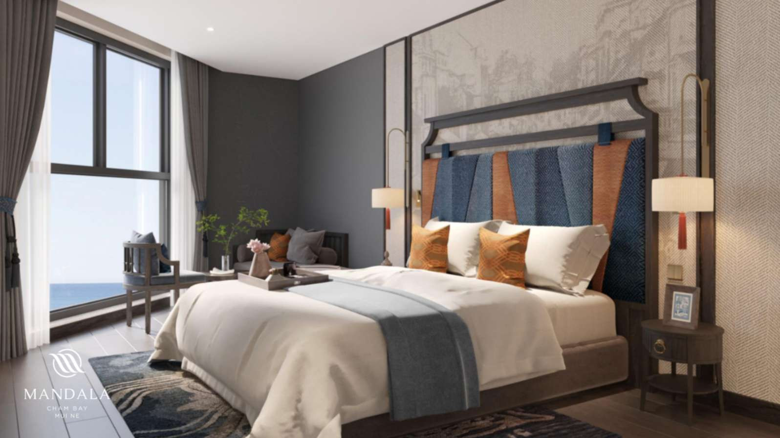 Sự sang trọng và view đẹp là điểm nhấn của phòng tại khách sạn Mandala Cham Bay Mui Ne - Khách sạn Mũi Né gần biển