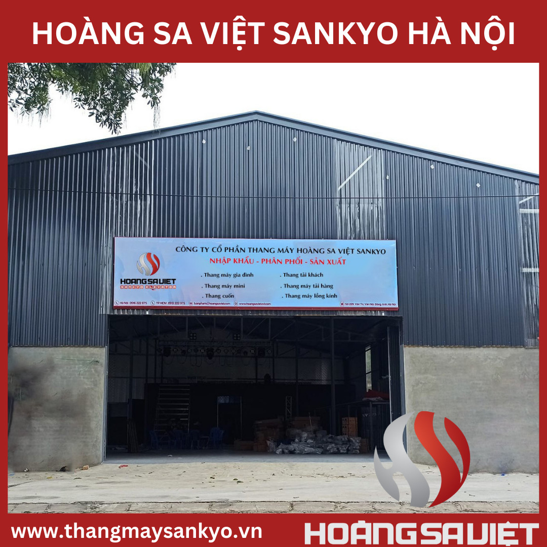 Kho hàng thang máy Hoàng Sa Việt Sankyo Tại Hà Nội, thể hiện mạng lưới phân phối và logistics rộng khắp của các doanh nghiệp lớn trong ngành