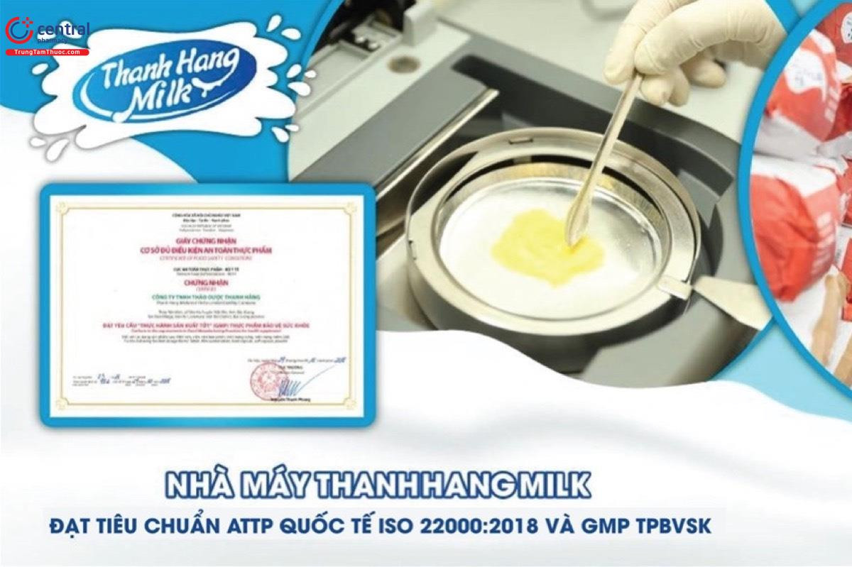 Thanhhangmilk là nhà máy đạt chuẩn GMP