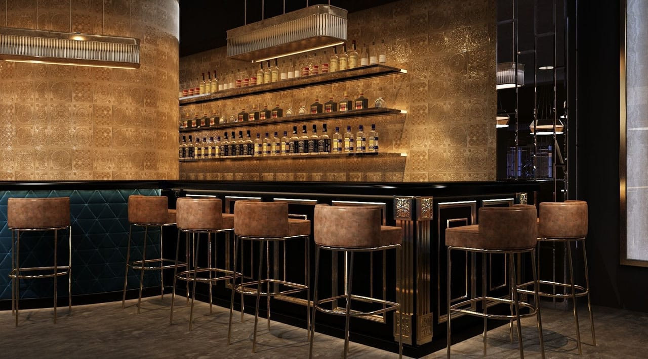 Thi công khu vực quầy bar khách sạn 5 sao sang trọng