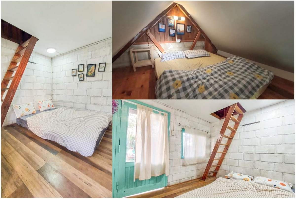 Thiết kế Bungalow có gác mái, không gian lý tưởng để bố trí vườn hoa nhỏ trong nhà trang trí.