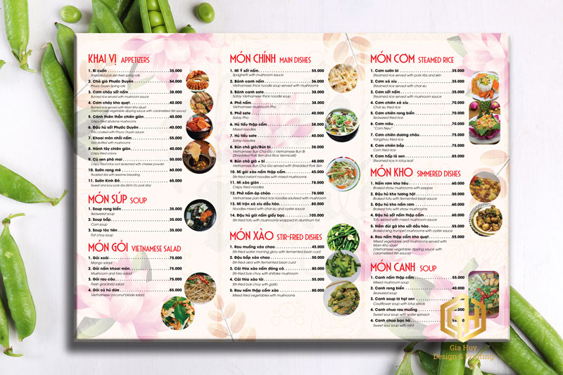 Làm menu quán ăn chay dạng bảng nhựa cầm tay