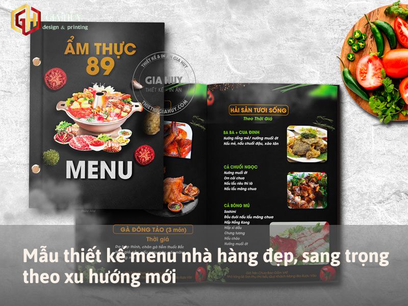 Mẫu menu nhà hàng bìa cứng tổng hợp