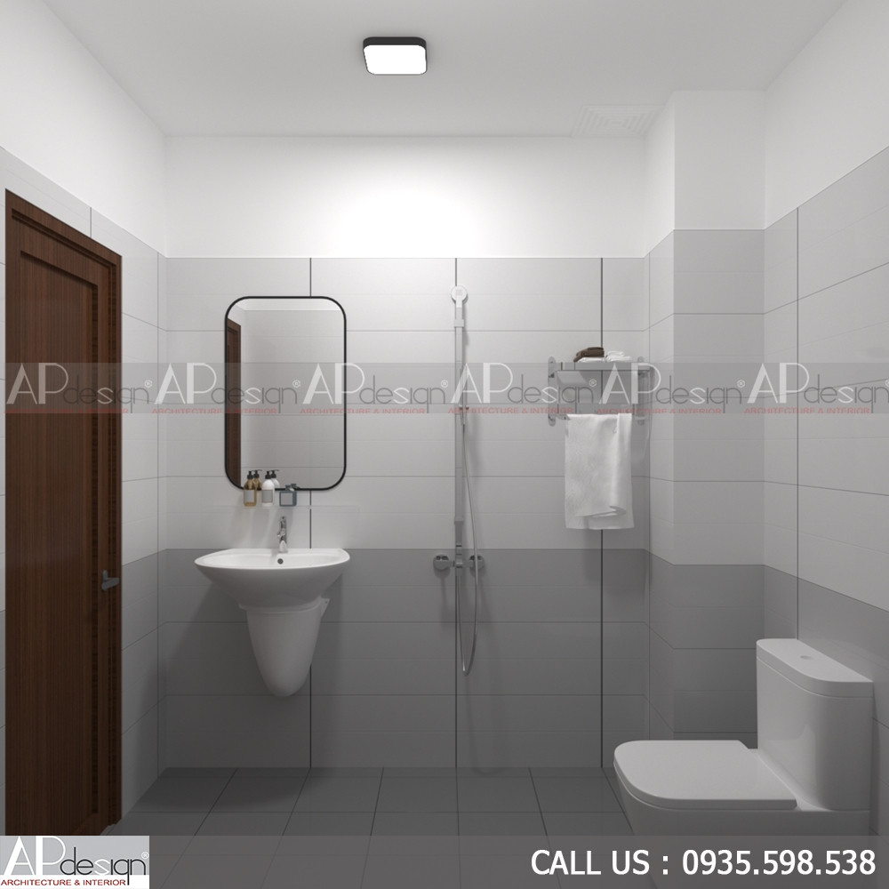 Thiết kế phòng vệ sinh hiện đại trong khách sạn mini, đầy đủ tiện nghi