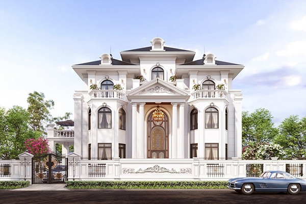 Thiết kế vườn hoa đẹp theo phong cách tân cổ điển kiểu Pháp, hòa quyện nét sang trọng với cây hoa nhiệt đới