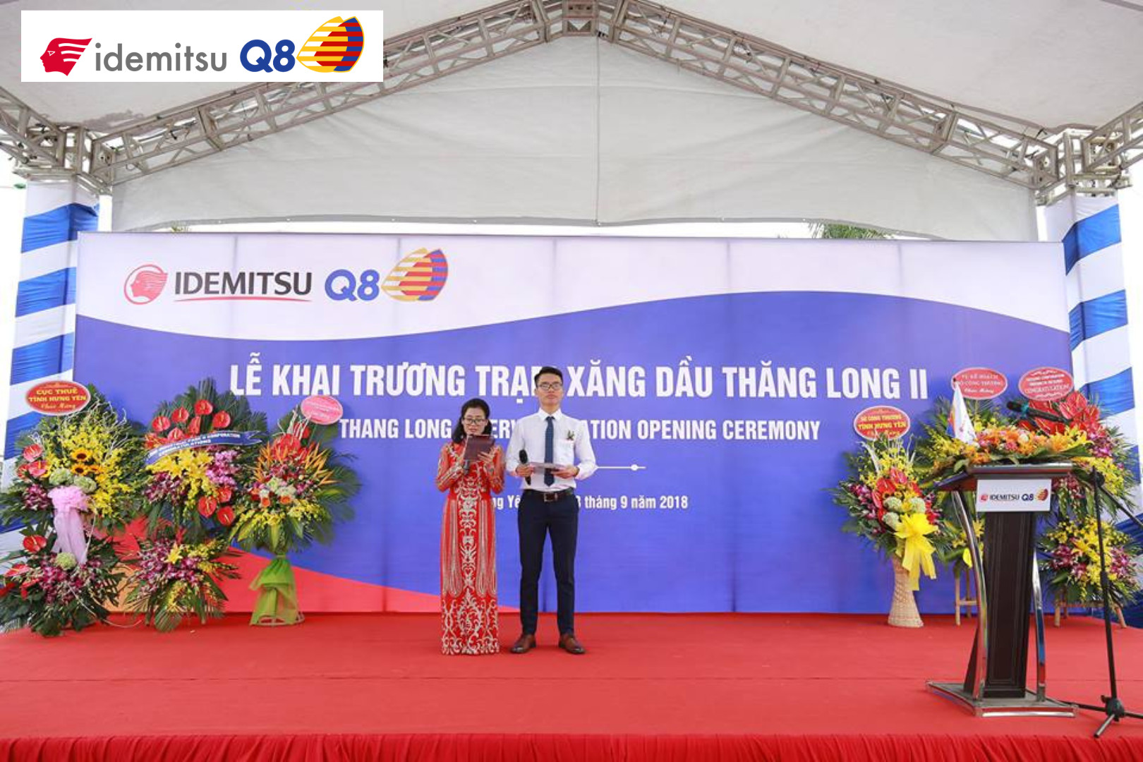 Buổi lễ cắt băng khai trương Trạm xăng dầu Thăng Long II diễn ra trang trọng