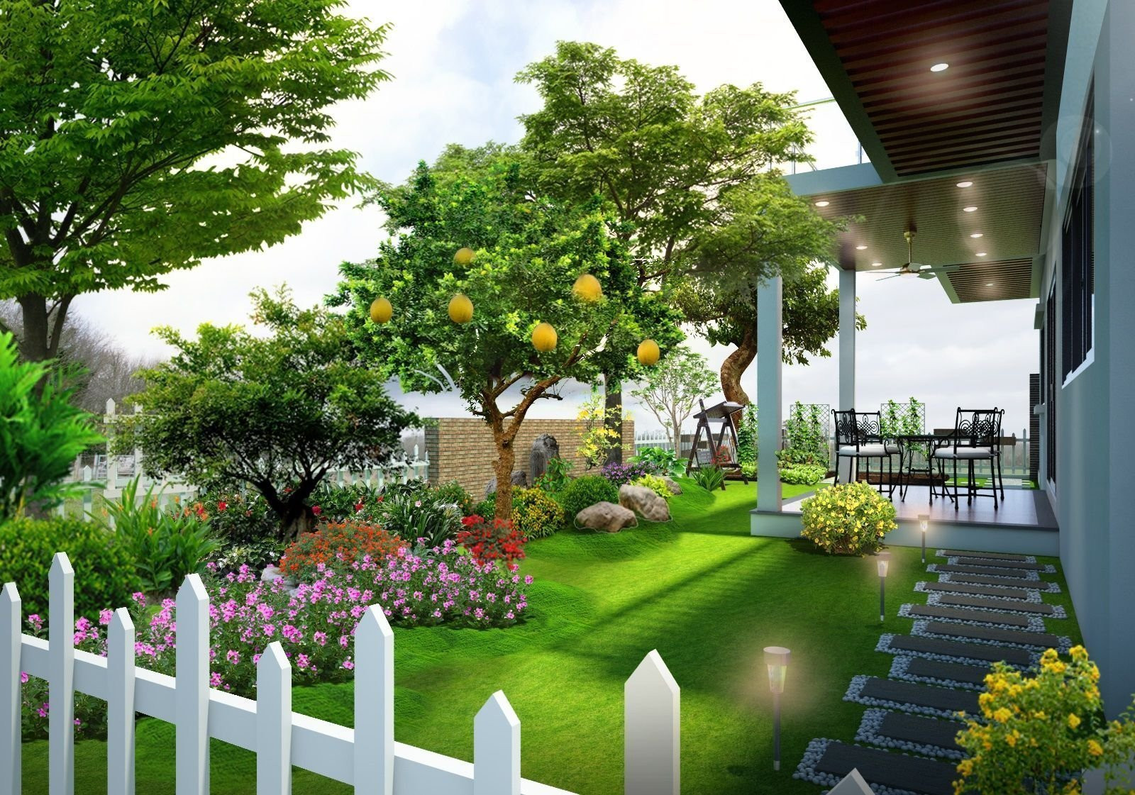 Trang trí tiểu cảnh sân vườn biệt thự độc đáo và bắt mắt