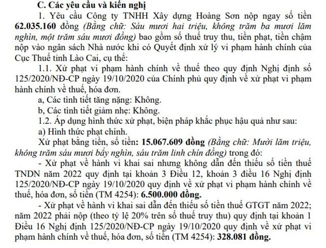 Công ty TNHH Xây dựng Hoàng Sơn thua lỗ liên tiếp và bị phạt thuế - Hình ảnh 2
