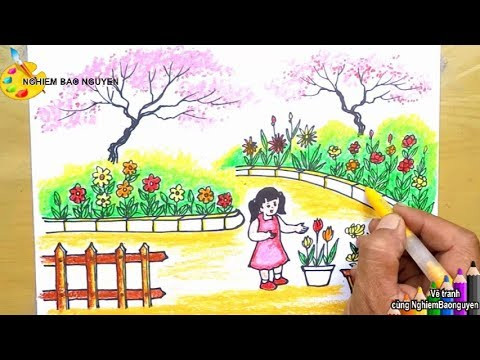 Vẽ vườn hoa nhà em thể hiện tình yêu với ngôi nhà