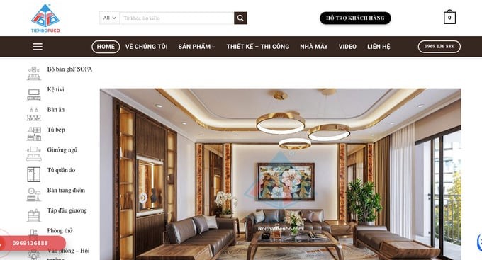 Website của Công ty TNHH nội thất Tiến Bộ.
