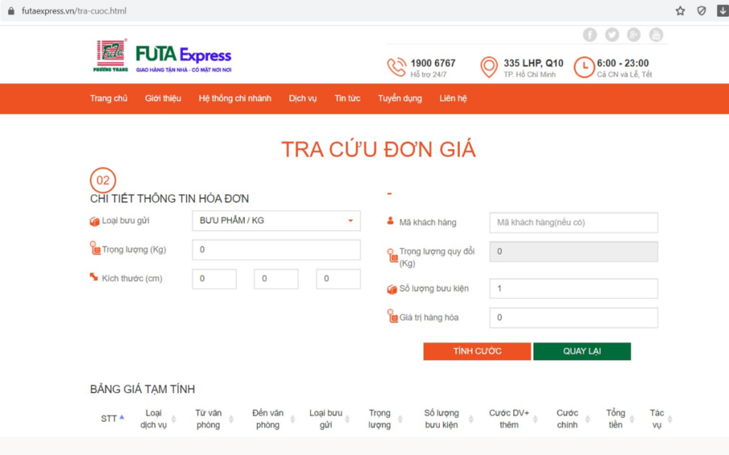 Tra cứu thông tin vận chuyển hàng hóa Phương Trang Limousine